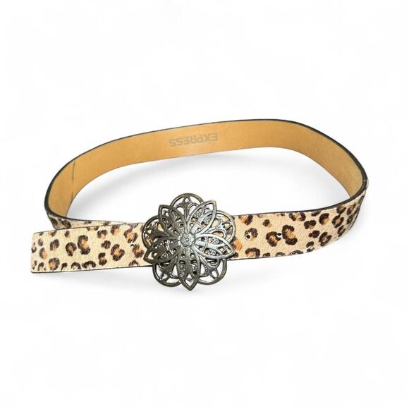 Express Women’s Leopard Print Belt M Genuine Italian Leather Made in USA - Picture 4 of 5